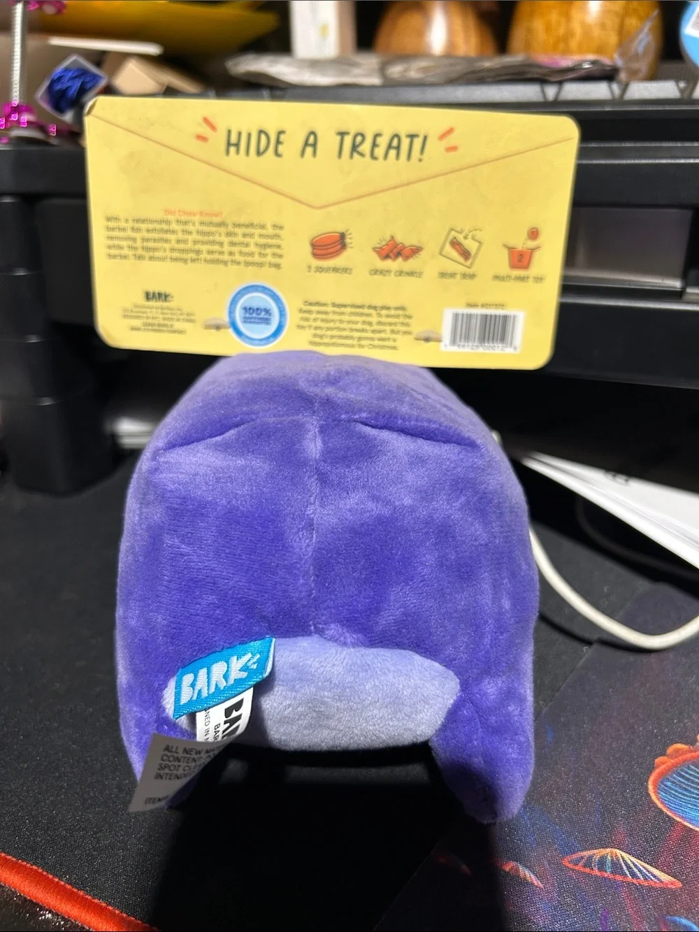 Bark Haraka Hippo Plush Toy - Purple with Yellow Accents